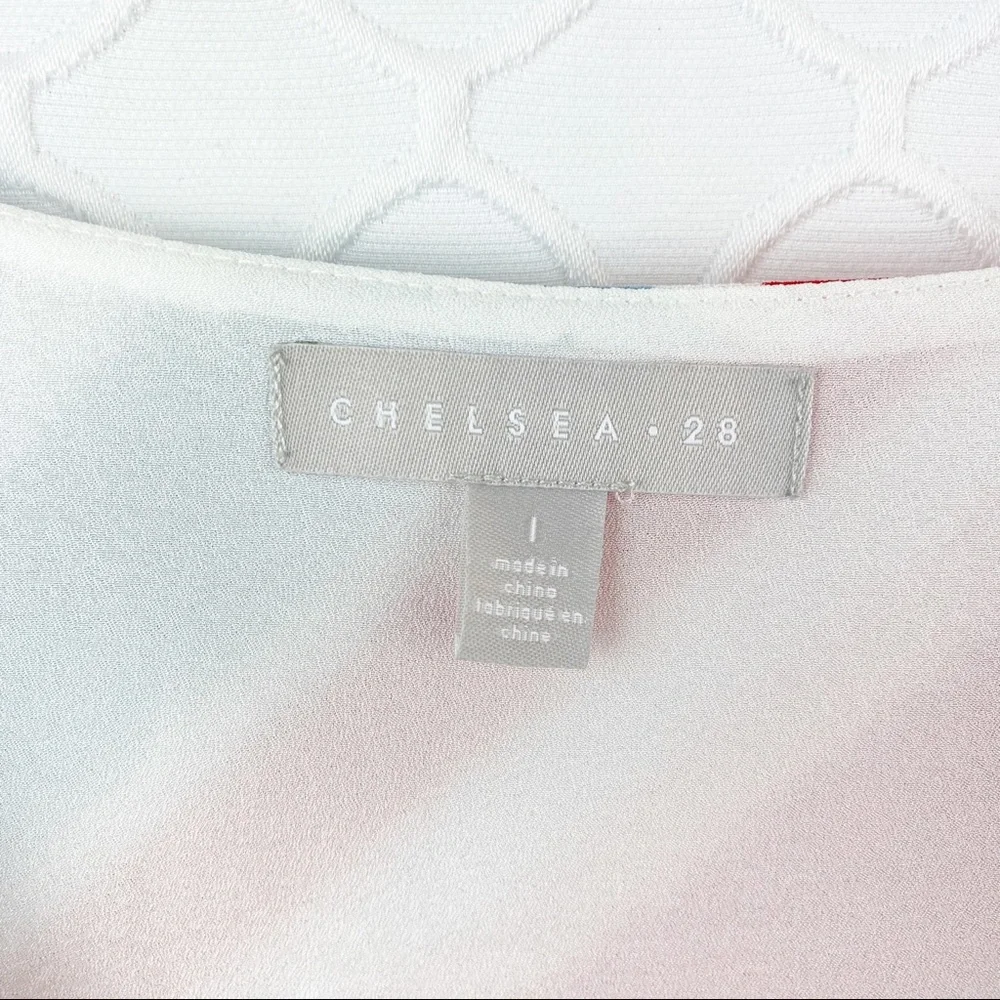 NWT Chelsea28 Wrap MIDI Dress Ruffle Striped Red Pink Faux Large - Picture 5 of 10